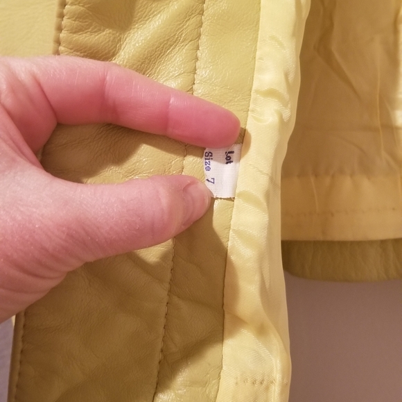 Vintage Chartreuse Faux Leather Jacket - Picture 2 of 4
